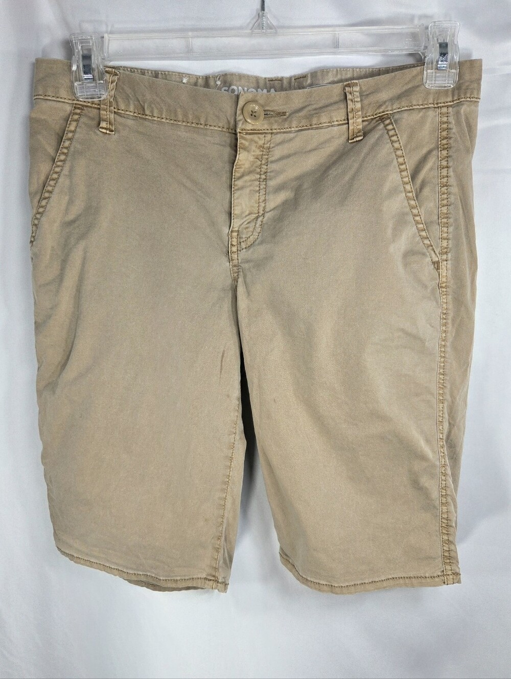 Sonoma Tan Cotton Blend Four Pocket Bermuda Shorts Size 8